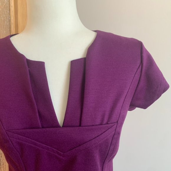 Vintage DVF Purple Wool Shift Dress - Size 4 - Picture 3 of 9